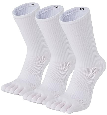 Fasot Men Toe Socks Running Wicking Split Toe Crew 5 Finger Cotton Athletic 3 Pack