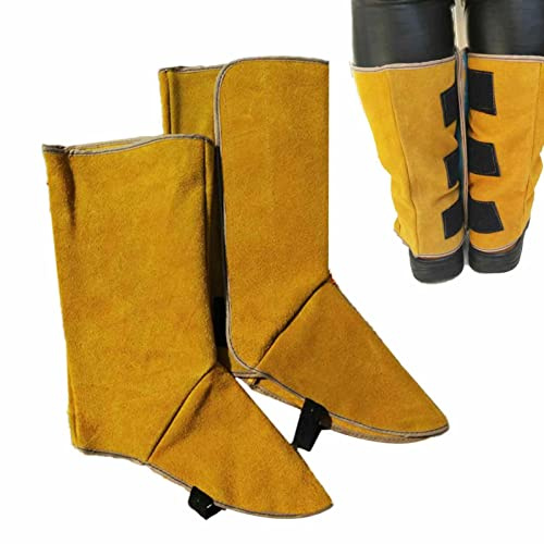 Zapatos Cuero Vaca Robusto, Polainas Soldadura Resistente al Calor, Cubre Pies Zapatos Protección Trabajo Soldador, Cubierta Botas Seguridad Soldadura