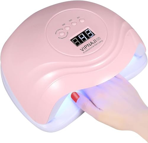 VIPNAJI 168W Nageltrockner, UV LED Nagellampe für Alle Gelnägel, 10/30/60/99s Timer, Professionelle Nageltrockner Lampe mit Sensor LCD Display,Abnehmbarer Bodenplatte, Schnell Trocknender Nagellampe