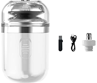 Rasoir électrique rotatif 2 en 1 avec brosse de nettoyage pour homme - Tondeuse à poils secs et humides - Tondeuse électrique rotative pour barbe et nez