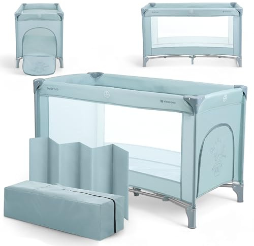 KikkaBoo Cuna de Viaje SO Gifted, Cuna Bebe 120x60 cm hasta 15 kg, Parque Plegable con Bolsa de Transporte, Ligera y Compacta, Menta
