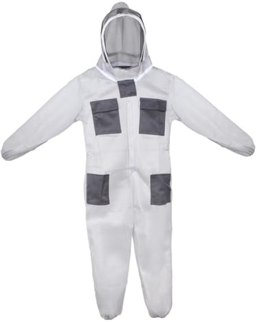 predolo Traje de Apicultura Traje de Apicultor Transpirable Gris con Capucha de Valla Transpirable Traje de Apicultura de Cuerpo Completo para Apicultor, XL 172 a 176cm