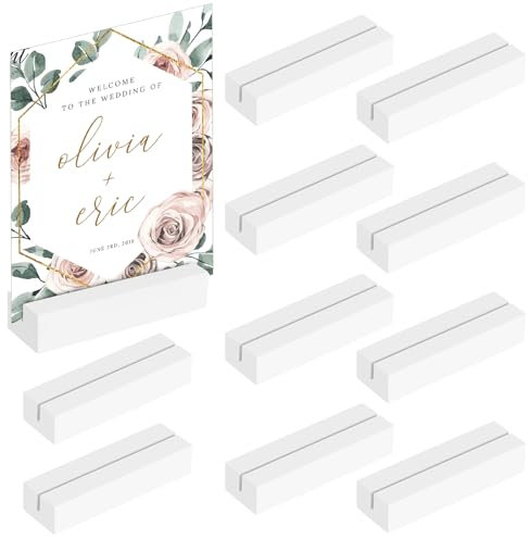 Sprifityy 10 STK Kartenhalter Holz,Tischkartenhalter Buchenholz,Fotokartenhalter aus Holz für Hochzeiten,Bankette und Partys,Menükartenhalter Fotohalter Postkartenhalter (Weiß)