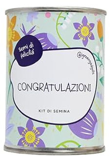 iGreen Fiori in Lattina Augurali - Kit Coltivazione Fiore da Regalare (Congratulazioni) - Idea Regalo Ecosostenibile - 100% Made in Italy - Lattina in Alluminio con Semi di Fiori di Campo