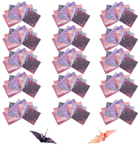 WUSJCOF 120 feuilles de papier origami double face coloré, 15 x 15 cm, papier pliable avec motif de fleurs de cerisier, papier washi facile à plier pour projets créatifs, 8 styles