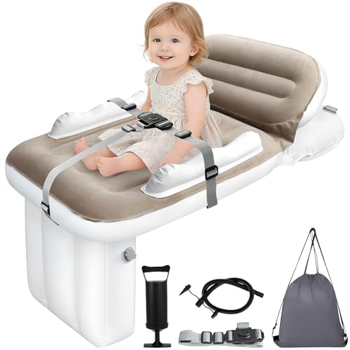 ASMIZ Toddler Airplane Bed - Inflatable Airplane Bed for Toddlers, Plane Baby Mattress for Kids - Blow Up Air Mattress for Child Flight Sleep with Travel Bag & Quick Inflation Hand Pump