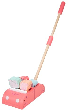 Peppa Pig Grow Push Along Family Car for Toddlers 12+ Months Wooden Push Toy with Removable Figures Encourages First Steps Balance and Imaginative Play