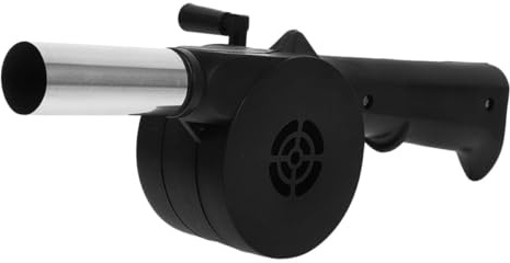 GAROZATION Soffietto Manuale in Acciaio Inox per Barbecue, Ventilatore a Manovella Portatile per Accensione Carbonella, Utensile da Campeggio per Grigliate All'aperto e Picnic