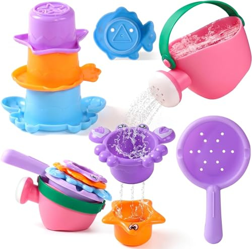 Giocattoli da bagno, giocattoli d'acqua anti muffa per vasca da bagno, spiaggia, sabbia e piscina, set di 5 pezzi, accessori spiaggia sabbia estate