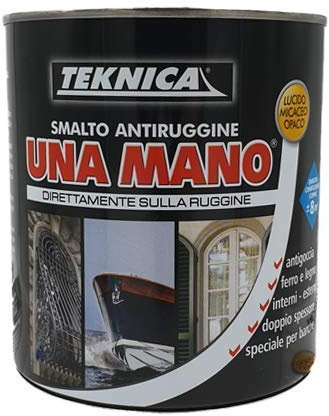 Smalto antiruggine lucido UNA MANO- Teknica direttamente sulla ruggine 2,5 lt (GRIGIO FERRO)