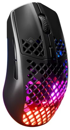 SteelSeries Aerox 3 Wireless - Holey RGB Gaming Mouse - Ultra-lightweight Water Resistant Design - 18K DPI TrueMove Air Optical Sensor- Onyx
