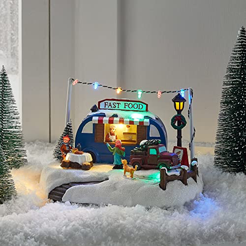 Lights4fun LED Weihnachtsdorf Imbissstand Weihnachtsdeko Weihnachtsstadt Beleuchtetes Weihnachtsdorf