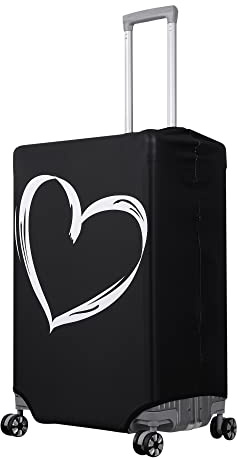 kwmobile Housse de Valise en Tissu Taille Valise (L) - Protection Souple pour Bagage - Housse Universelle élastique - Blanc-Noir