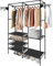 LONENESSL Clothes Rail with 6-Tier Storage Shelf 2 Hooks,Garment Rack,Heavy Duty Garment Clothes Rack Hanging Rail Cloth Rack Dryer Freestanding Wardrobe for Dressing Room or Bedroom