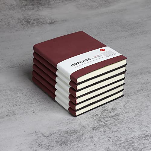 huaao Notizbuch A6 liniertes Leder 6er Pack Hardcover Notizbücher mit Hochwertigem Dickem 100 gsm, Journal Notizbücher Klassisches Notizblock für Schreiben, Büro, Schule, Geschäft 10,5 * 14 cm, Rot
