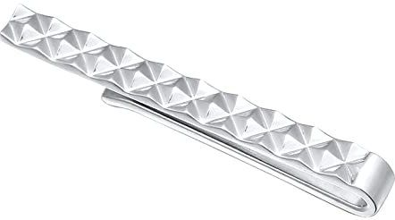 Kuzzoi Herren Krawattennadel mit Pyramiden Struktur, Krawattenklammer (4 mm) poliert für normale Krawatten, 925 Sterling Silber, Krawattenschmuck für Männer im modischen Look