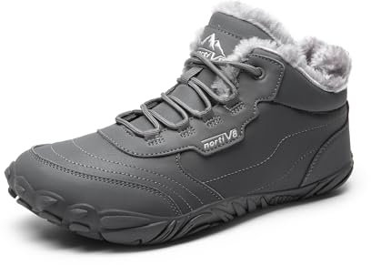 NORTIV 8 Herren Winterschuhe Snow Winter Warm Barfußschuhe Outdoor Trekking Wander Schuhe,Size 45,Grau,SNSB241M-E