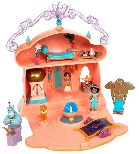 Disney Store Official - Aladdin und Prinzessin Jasmin - Puppenhaus - 14cm/6 - Once Upon a Story - Spielset mit Sultanspalast, Abu, Dschinni und Wunderlampe, fliegendem Teppich und mehr - Ab 3 Jahren