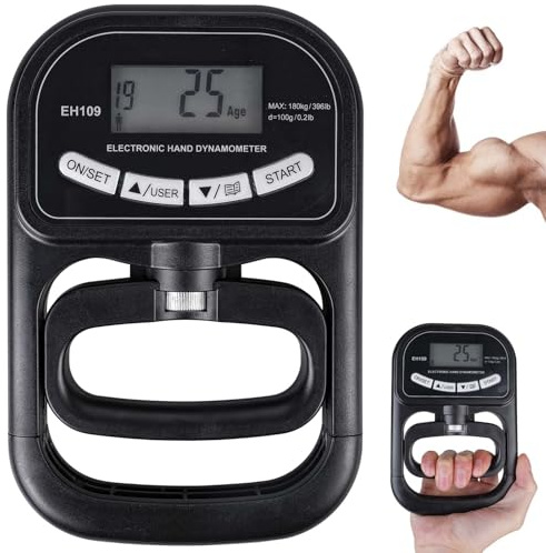 265 Lbs/120 kg digital kraftmätare med LCD-display, manuell dynamometer, digital grepptränare (svart)