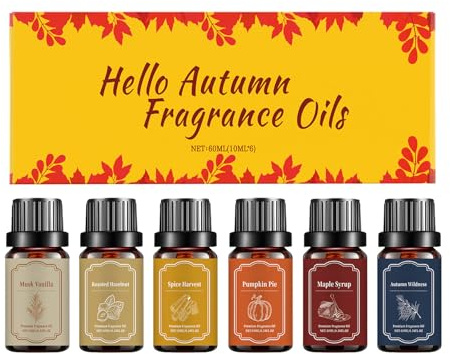 Lot de 6 flacons d'huiles essentielles pour diffuseur de 10 ml, huile parfumée d'aromathérapie, huile aromatique pour savon à la maison, parfums pour la fabrication de bougies, boules de séchage