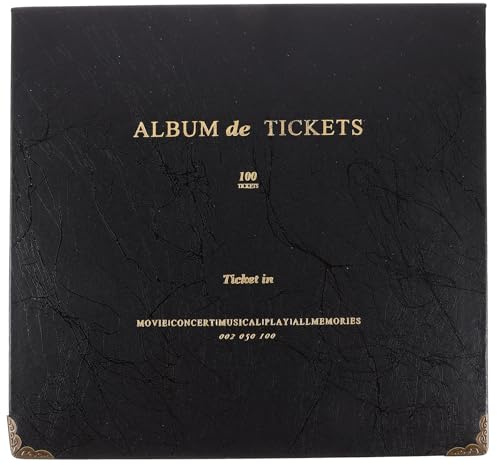 WESIEVYA Álbum Portátil para Coleccionar Billetes y Entradas Libro de Billetes Tamaño Estándar Material Papel Resistente Color Negro Organizador Multifuncional para Entradas de Cine