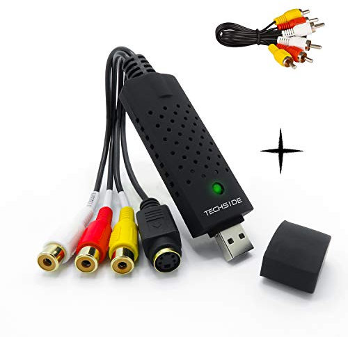 TechSide Video Grabber Gold Contactos + RCA | Analógico Digital | Windows 11 + Nuevo Software 2024 | Convertidor USB 2.0 Captura VHS | Convertir Cintas de Video Antiguas en Formato MPEG Digital