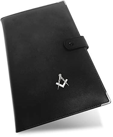 THE MASONIC COLLECTION - Soft Faux Leather Ritual Book Cover - Library Size - Square and Compass - Tan PU Leather Inside - Freemason Gift for Men