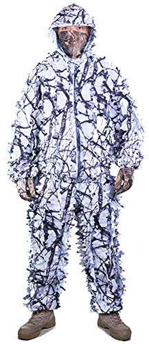 Outdoor Camo 3D Snow Wild unisex-adult Zipper Ghillie Suit for Paintball Airsoft Hunting Wildlife Photography