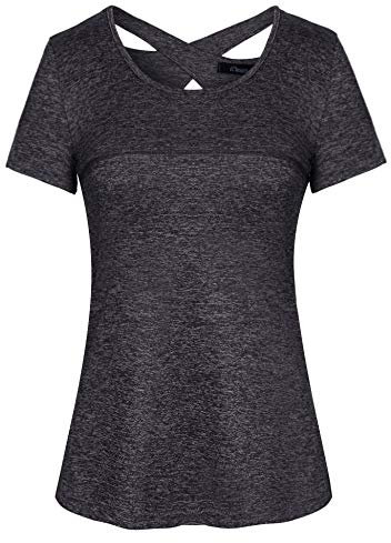 iClosam Womens Gym Tops Short Sleeve Yoga T Shirt for Women Running Athletic Clothes Wear Casual Tunic Workout Top