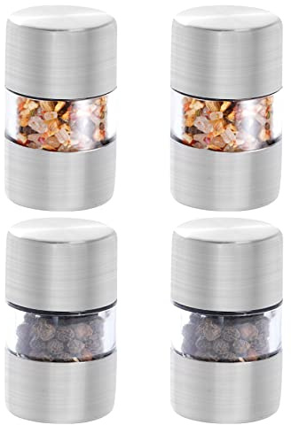 4Pcs Mini Salt and Pepper Grinder Shakers for Home Camping Travel