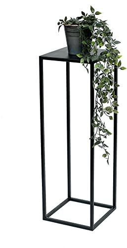 DanDiBo Blompall metall svart kantig 70 cm blomstativ sidobord 96350 blompelare modernt växtstativ växtpall