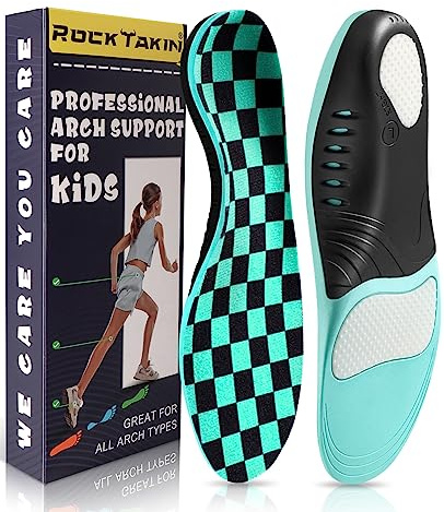 ROCK TAKIN Kids Arch Support Insoles, Trimmable, Orthotics for Kids Feet