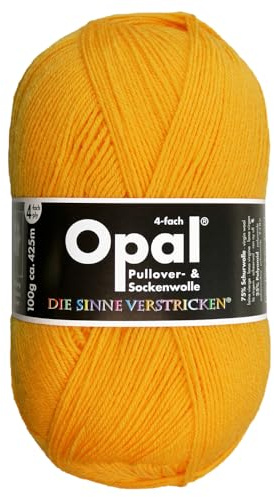 Frida's Ullhus opal 100 g Uni 4-vägs strumpgarn strumpor stickade filtfri ull 35 färger (5182 | solgul)