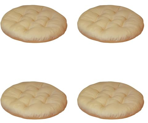 KAREN66 4 Stück waschbar Stuhlkissen 40x40 cm Rund Sitzkissen für Indoor und Outdoor Dicke Polsterung Bodenkissen (Gelb)