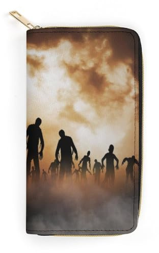 JiuPopular Portefeuille en cuir, Zombies Dead Men Walking Body la nuit, petite taille et grande capacité, facile à transporter, Style :, 19.7x10.5cm, Moderne