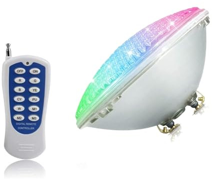 Poolbelysning - utomhuspotlight, 12 V nedsänkbara LED-poollampor, vattentät undervattensbelysning med fjärrkontroll, IP68 RGBW PAR56-lampor, LED-undervattensbelysning för pool