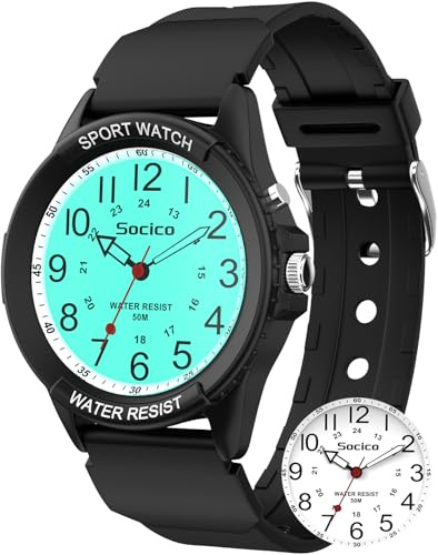 SOCICO Analog Watch for Women Nurses 50M Waterproof Night Light 12/24H