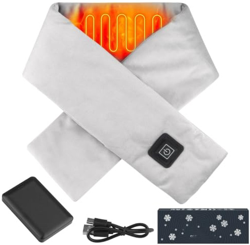 Heated Neck Scarf, USB Heated Scarves with 5000mAh Power Bank | 3 Heating Levels Heated Neck Warmer Outdoor Skiing,Cycling,Camping (black)