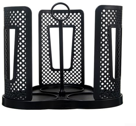 Rotating Cup Holder for Paper Cups and Travel Mugs, 360 Degree Turntable Storage Rack with 4 Compartments, Space-Saving Desktop Organizer(White)