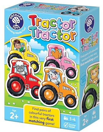 Orchard Toys Tractor Tractor First Matching Game for Toddlers 2+, Bright Farmyard Tractor Cards with Ducks, Cows, Pigs and Sheep, Encourages Colour Recognition, Matching Skills and Turn-Taking