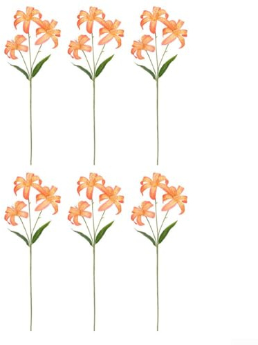 Bouquet di giglio artificiale, 60 cm con 6 steli (18 teste di fiori in totale), fiori finti per matrimoni e casa, fiori in plastica realistici, elegante centrotavola per matrimoni, ufficio e giardino