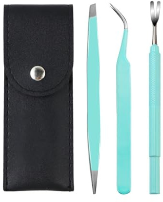 predolo Estrattore Zecche in Acciaio Sicuro da Usare Estrattore Zecche Rapido e Preciso per Proprietari di Cani, Set Di 3 Pinzette Per Zecche Blu Con Custodia In Pelle