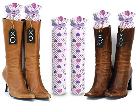 My Boot Trees - Boot Shaper Stands for Closet Organization - Keeps Them Shaped Properly - Many Patterns to Choose from - 1 Pair (Purple Hearts)