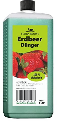 Konfitee Erdbeer Dünger Flora Boost 1000ml I Für bis zu 200L Gießwasser I Obst- & Beerendünger für Erdbeeren I Flüssiger Blatt- & Wurzeldünger I 100% natürlicher Pflanzendünger