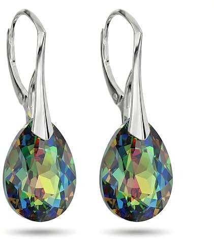 Panda-Jewellery Ohrringe Silber 925 Hängend - Kristall Ohrringe mit Kristallen in Form eines Tropfes (Vitrail Medium)