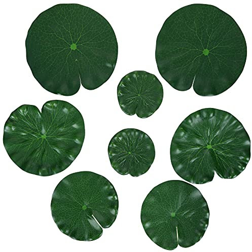 Molain Lot de 8 feuilles de lotus artificielles flottantes en mousse pour maison, jardin, étangs, piscine, aquarium, décoration de paysage