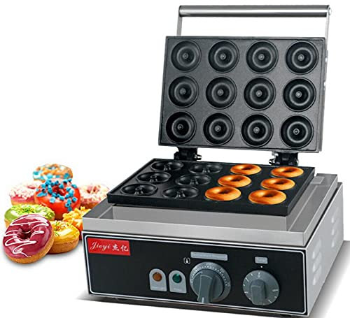 12 gofrera comercial Doughnut Baker Maker Donut Machine de acero inoxidable con revestimiento de teflón, tiempo de cocción 1-5 minutos