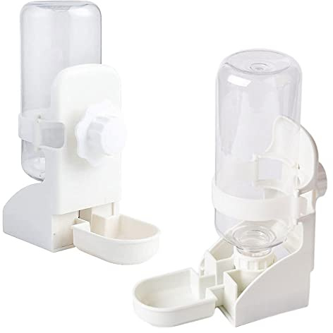 2Pcs 17oz Rabbit Water Feeder, Pet Cage Suspended Dispenser, Hanging Automatic Small Animal Water Bottle Bowl for Bunny Chinchilla Hedgehog Ferret Hamster