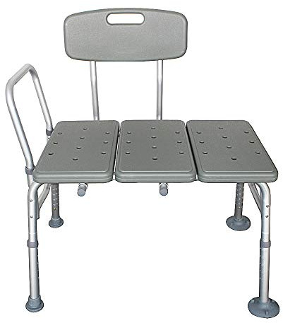 Winado Tub Transfer Bench for Bathtub with Backrest & Armrest, Supports up to 330 lbs Aluminium Alloy Bath Chair, Gray