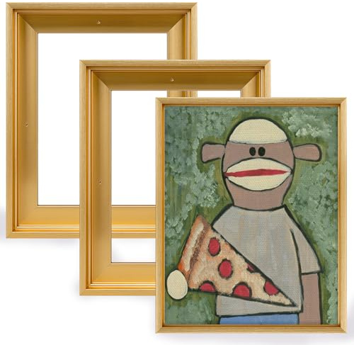 HUACANVAS 3 Pack Canvas Floater Frames for Painting Art with 0.6~0.9 Depth,Canvas Frames for Prints,Floating Frame for Home Decore (16x20, Gold)